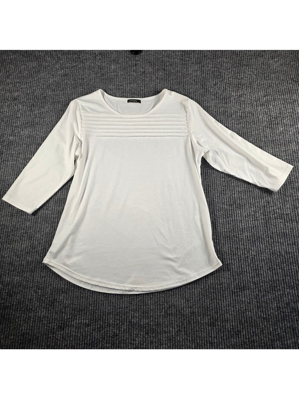 Lot 2 Women's Tops Large White Pleated Tunic & Blue Lands' End L/T